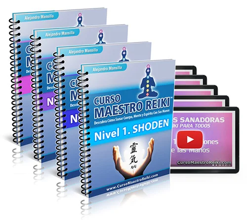 Mockups del Curso Maestro Reiki y los Bonos como, por ejemplo, Nivel 1. Shoden