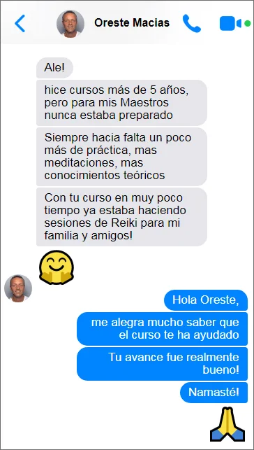 Testimonio: 'Con tu curso en muy poco tiempo ya estaba haciendo sesiones de Reiki para todos'