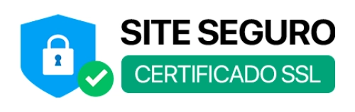 Escrito Site Seguro Certificado SSL ao lado de um ícone de cadeado verificado