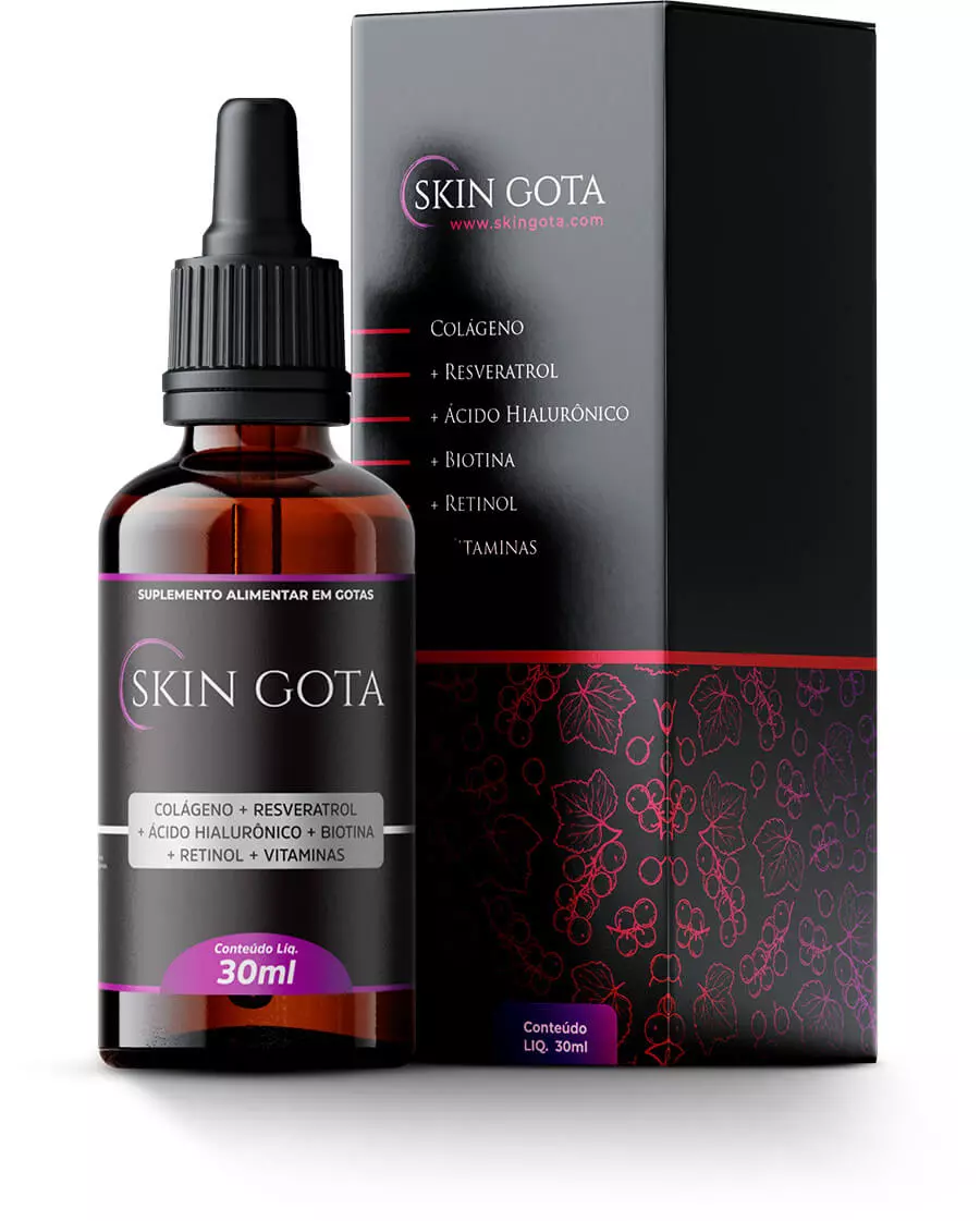 Ingredientes do Skin Gota: Colágeno, Resveratrol, Ácido Hialurônico, Biotina, Retinol e Muitas Vitaminas