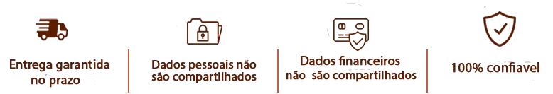 Fundo transparente e frases escritas: Entrega garantida no prazo, Dados pessoais não são compartilhados, Dados financeiros não são compartilhados e 100% confiável