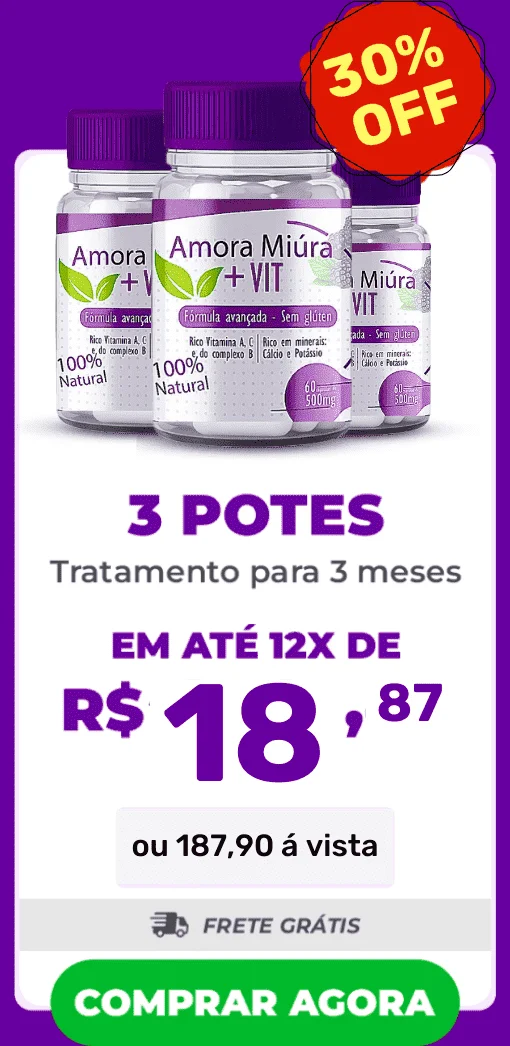 3 potes do Amora Miúra + Vit com 30% de desconto e Frete Grátis