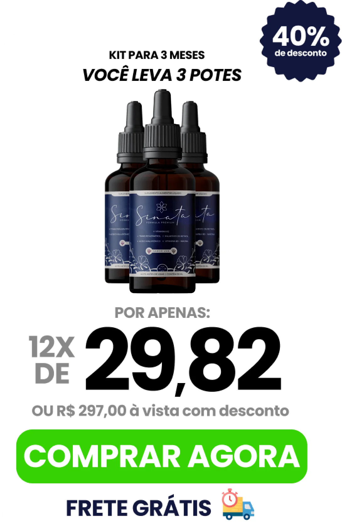 Kit Sinata Gotas 3 meses com 40% de desconto e frete grátis