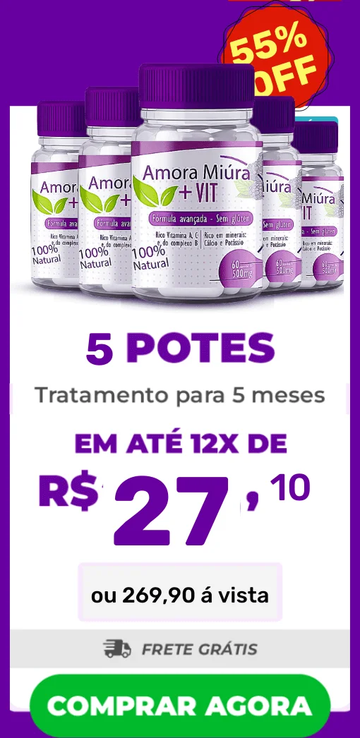 5 potes do Amora Miúra + Vit com 55% de desconto e Frete Grátis