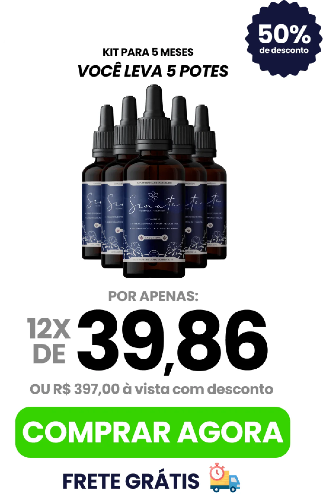 Kit 5 meses Sinata Gotas com 50% de desconto