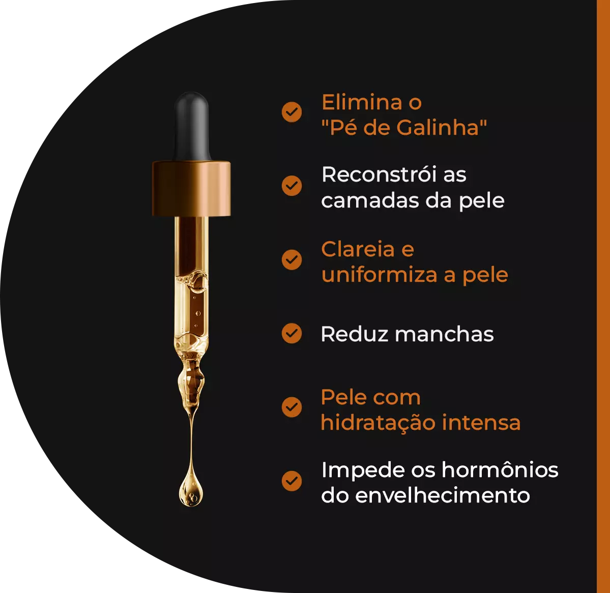 Conta-gotas de Sérum Hidra Pele destacando benefícios para a pele