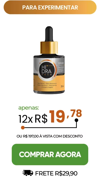 Compre o Sérum Hidra Pele por 12x de R$ 19,78 ou R$ 197,00 à vista