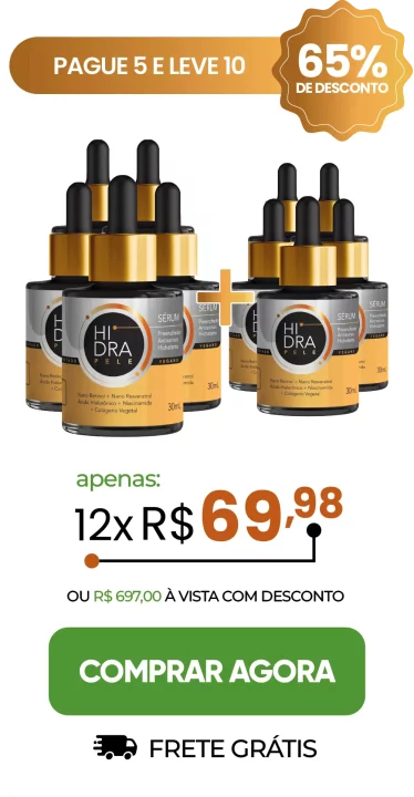 Oferta especial Hidra Pele: Pague 5 e leve 10 frascos com 65% de desconto